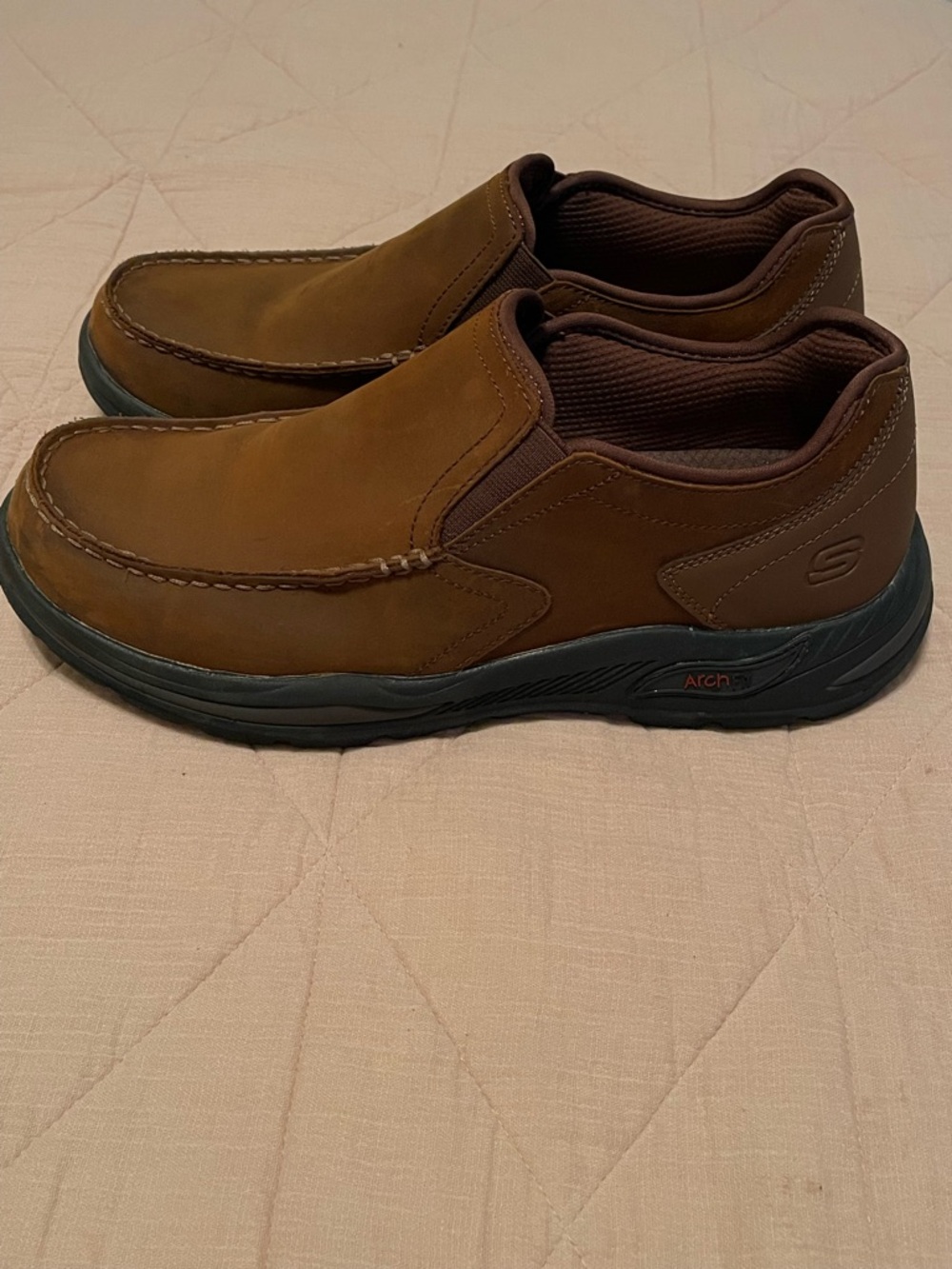 Skechers Brown Leather Slip-On Arch Fit Loafer - Picture 4 of 8